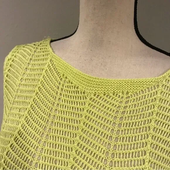 Chico’s lime color open knit sweater - Picture 2 of 12